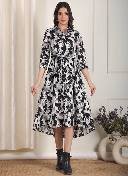 Onetara Muslin Floral Print Long Western Wear Dress Exporters In India